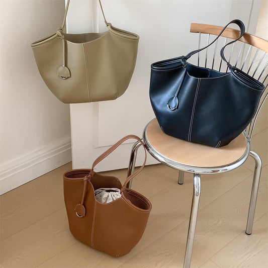 Bolso Tote y Bandolera para Mujer de Gran Capacidad, Color Sólido y Versátil