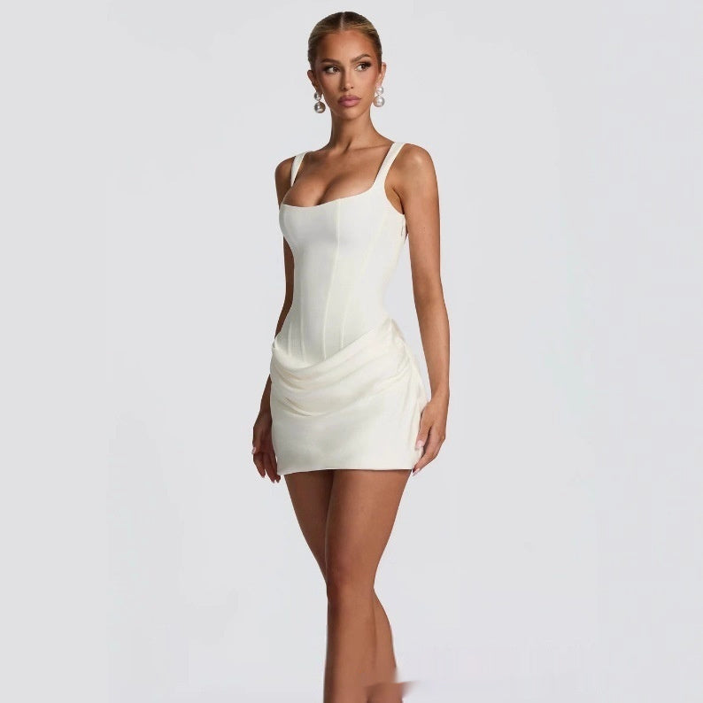 Vestido con tirantes cortos de tubo elegante estilo "hot girl"