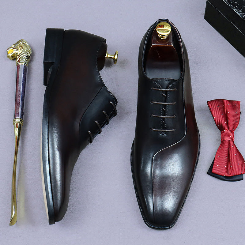 Zapatos de vestir de cuero formales para hombre de estilo británico con diseño de bloques de color