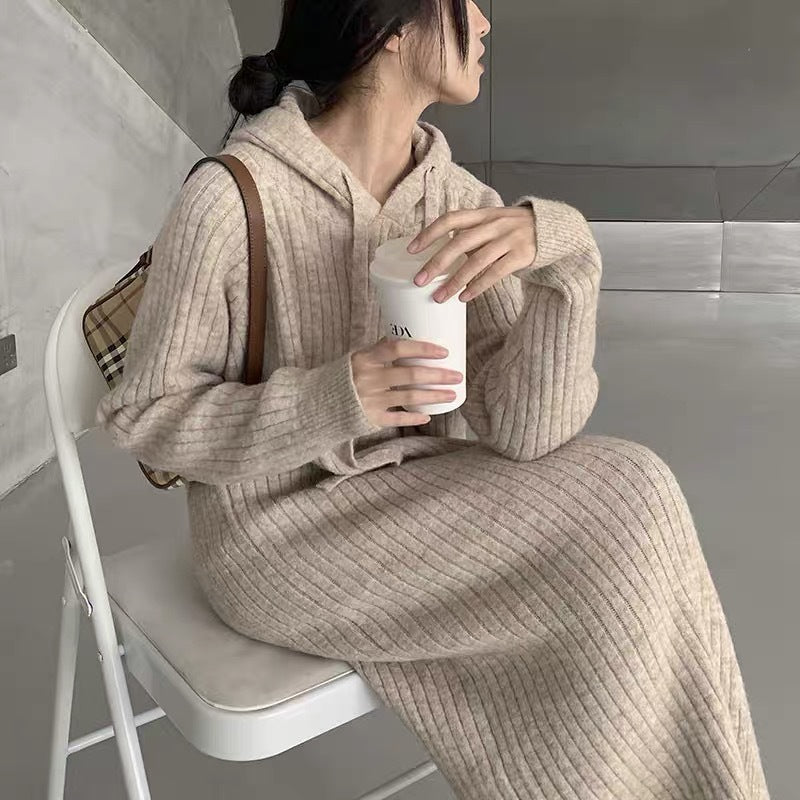 Loose Slimming Lazy Pullover Base Woolen Skirt