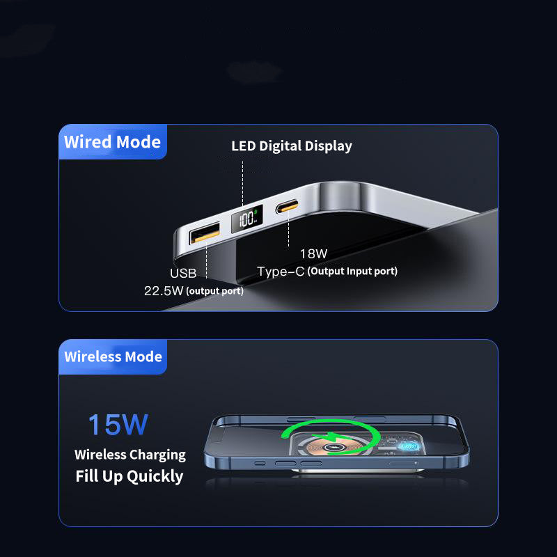 Batería Externa Magnética Transparente de Carga Rápida de 22.5W