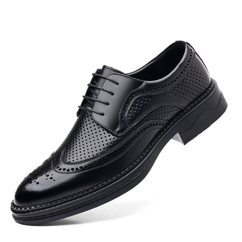 Zapatos de cuero huecos de hombre para negocios, formales, casuales