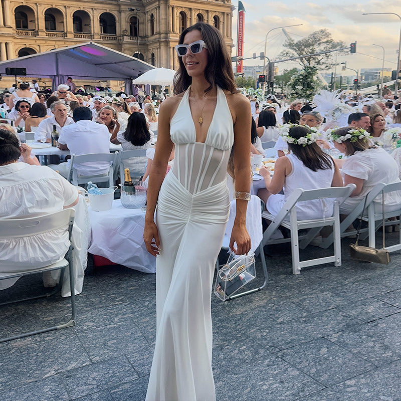 Elegante vestido de fiesta sin espalda de calidad