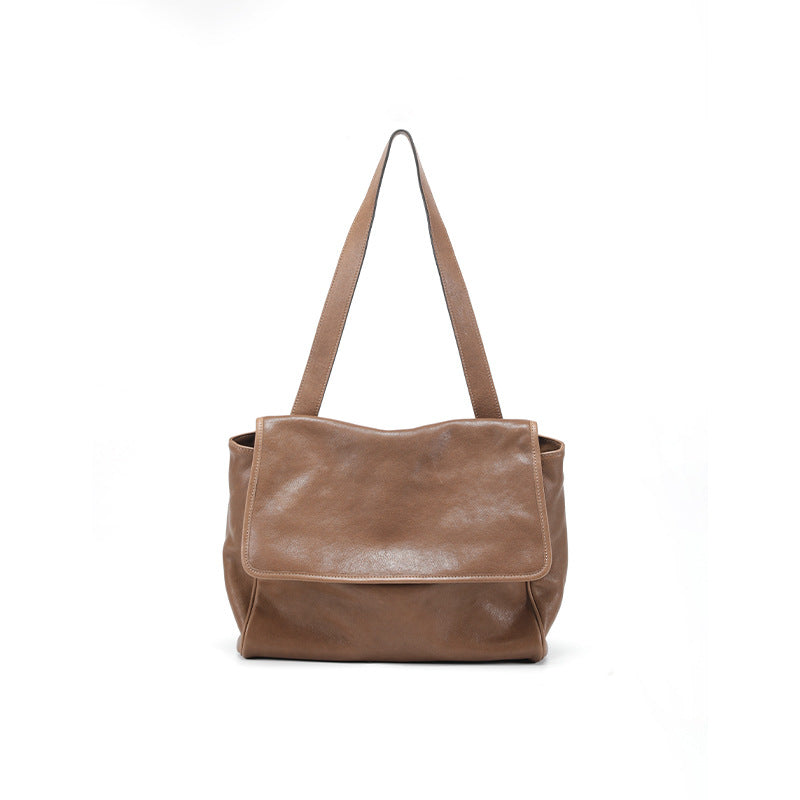 Bolso de hombro retro de cuero suave de gran capacidad