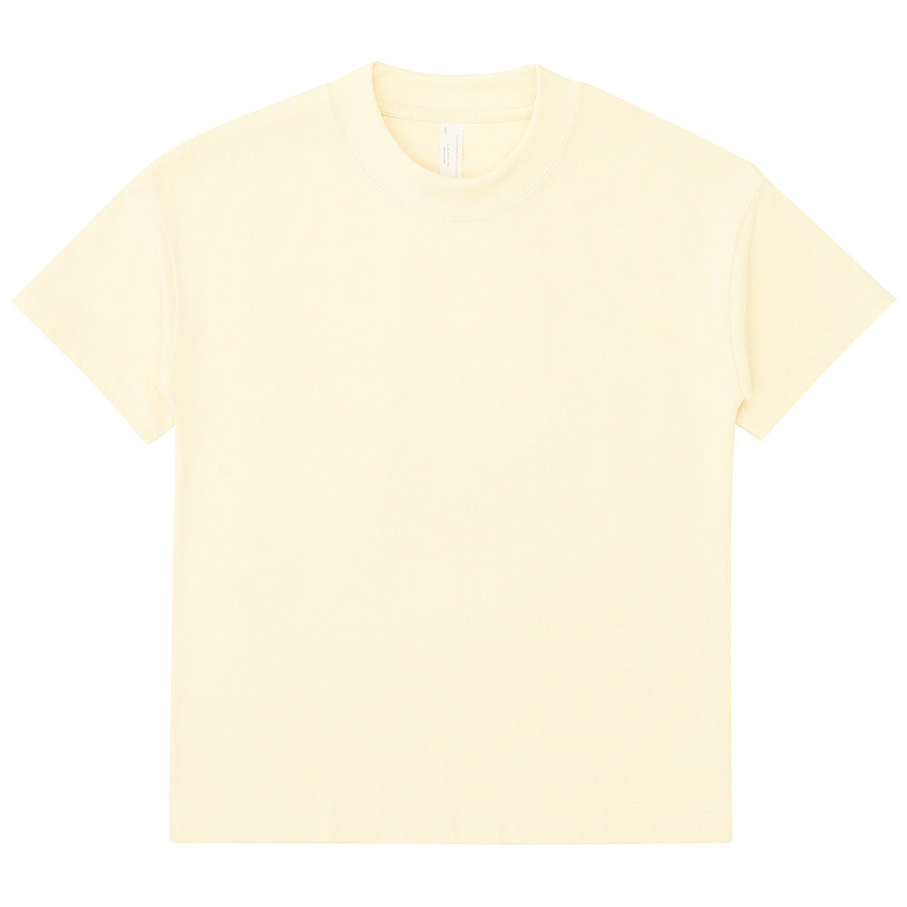 Mens And Womens Loose-fitting Solid-color Short-sleeve Cotton T-shirt