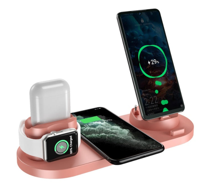 Cargador inalámbrico para iPhone, cargador rápido para teléfono, base de carga rápida para teléfono y reloj, estación de carga 6 en 1