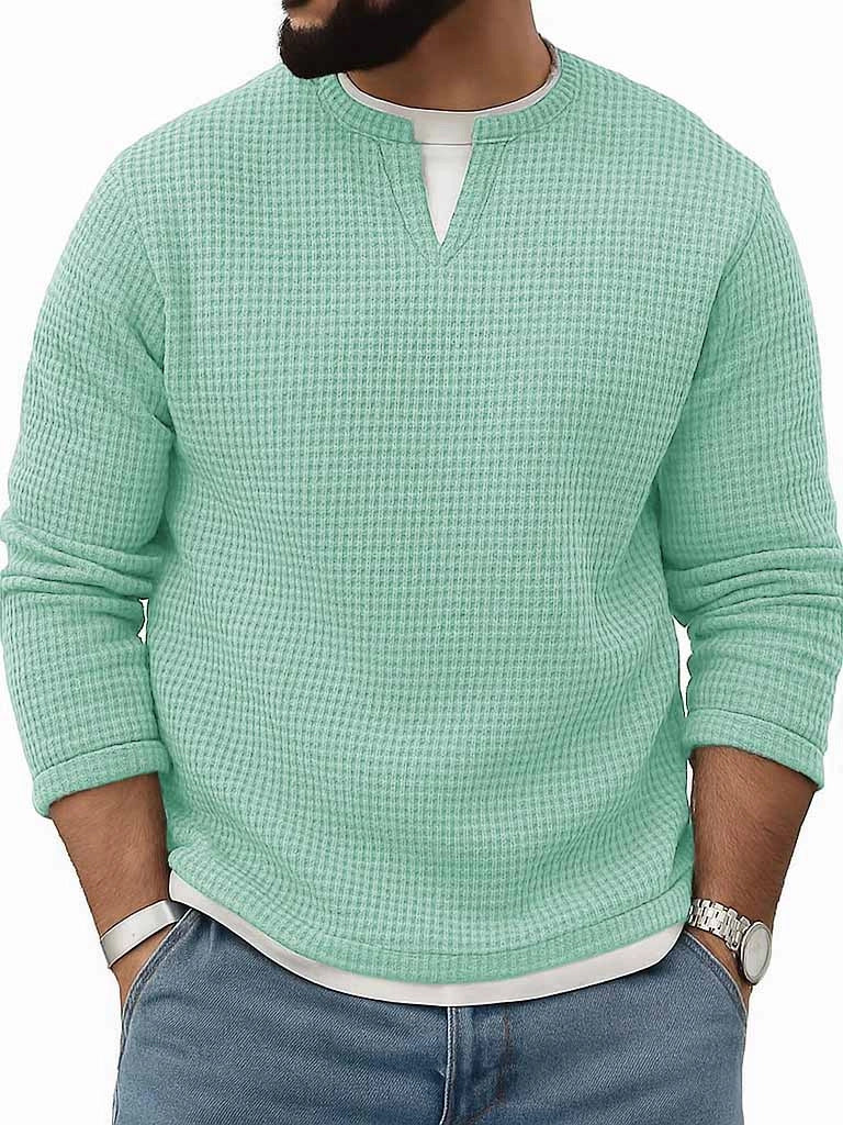 Conjunto de dos piezas de manga larga con cuello redondo para hombre, otoño-invierno
