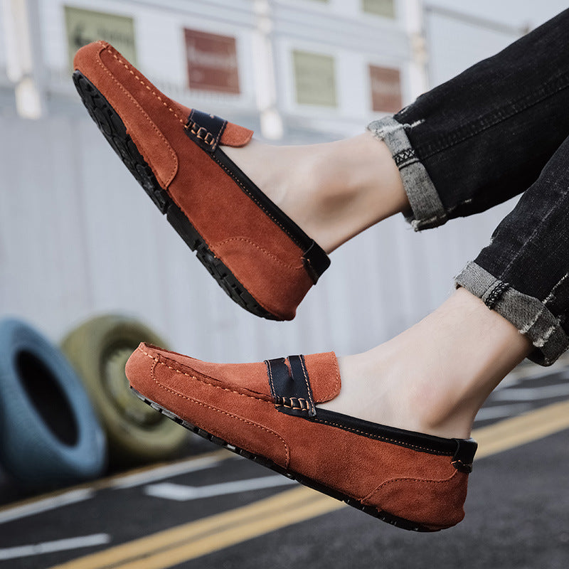 Nuevos Mocasines sin Cordones para Hombre de Cuero Versátiles con Ribete Color Block