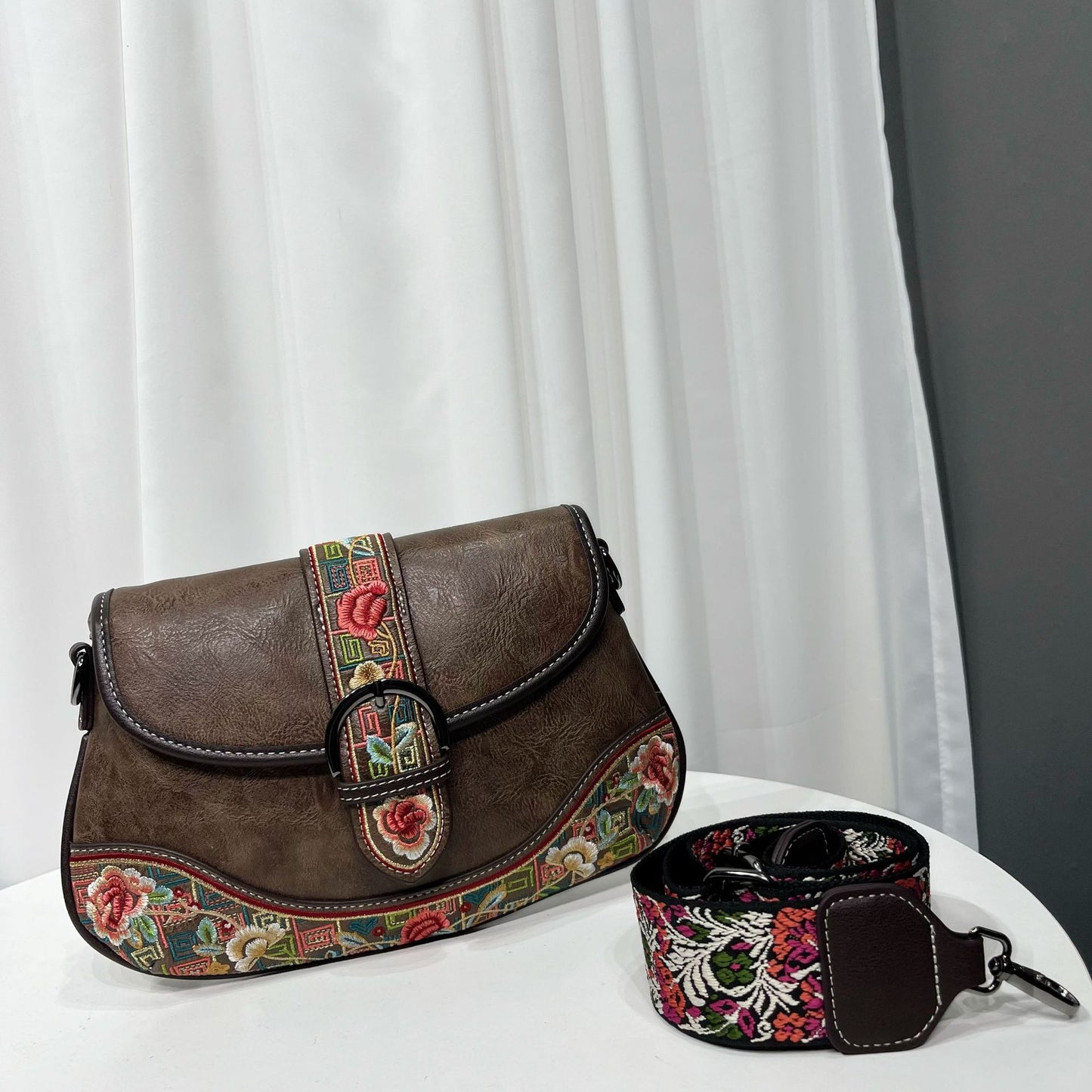 Bolso bandolera bordado estilo retro chino para mujer