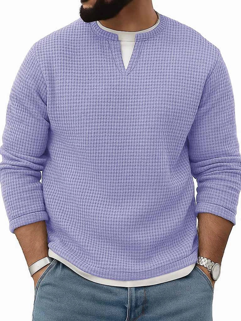 Conjunto de dos piezas de manga larga con cuello redondo para hombre, otoño-invierno