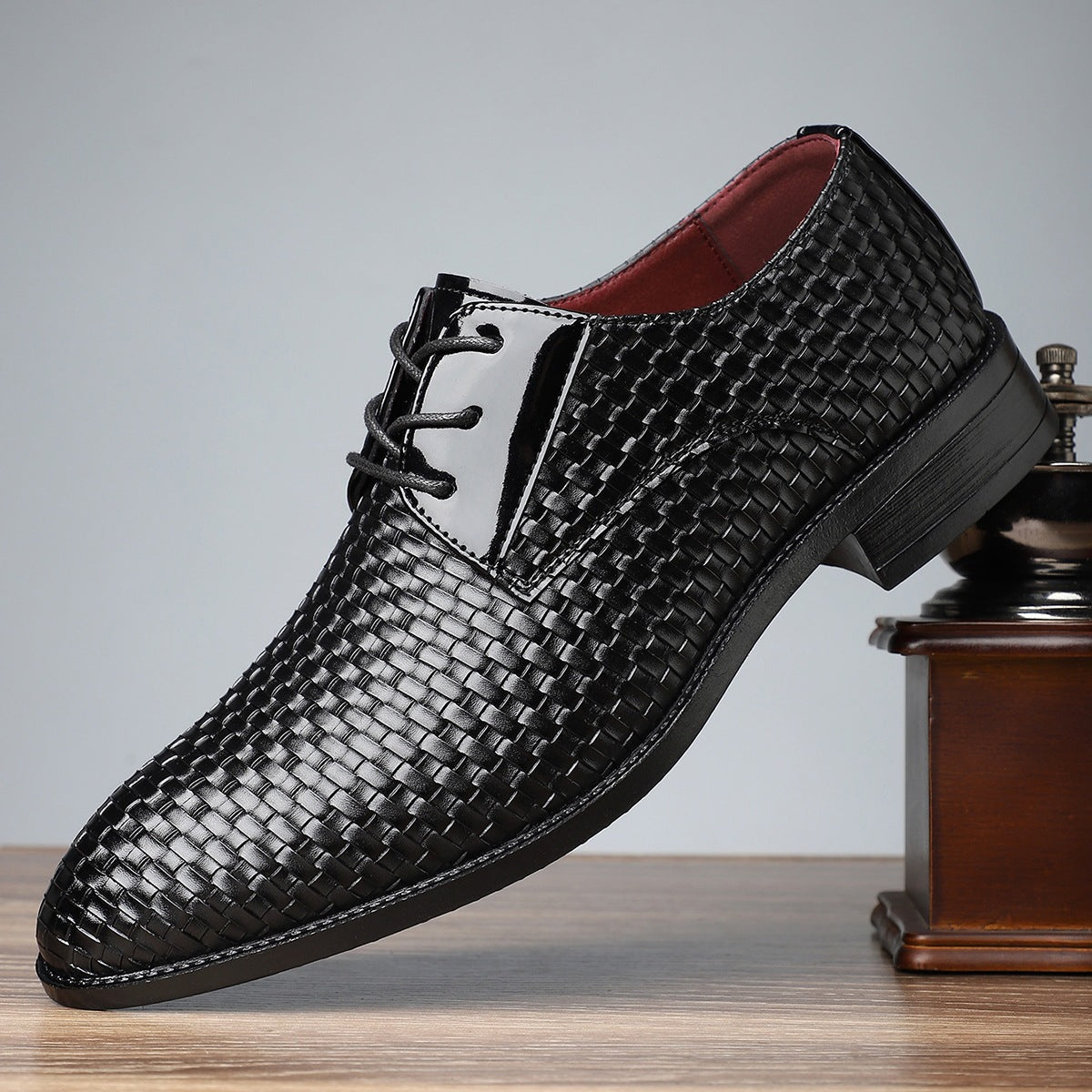 Zapatos de cuero para hombre, de vestir, elegantes, con cordones y punta fina
