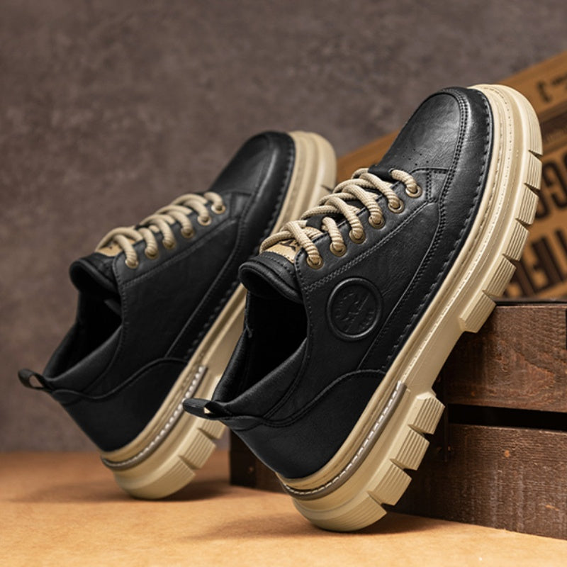 Zapatos casuales de cuero con plataforma estilo bota de trabajador británica de alta calidad