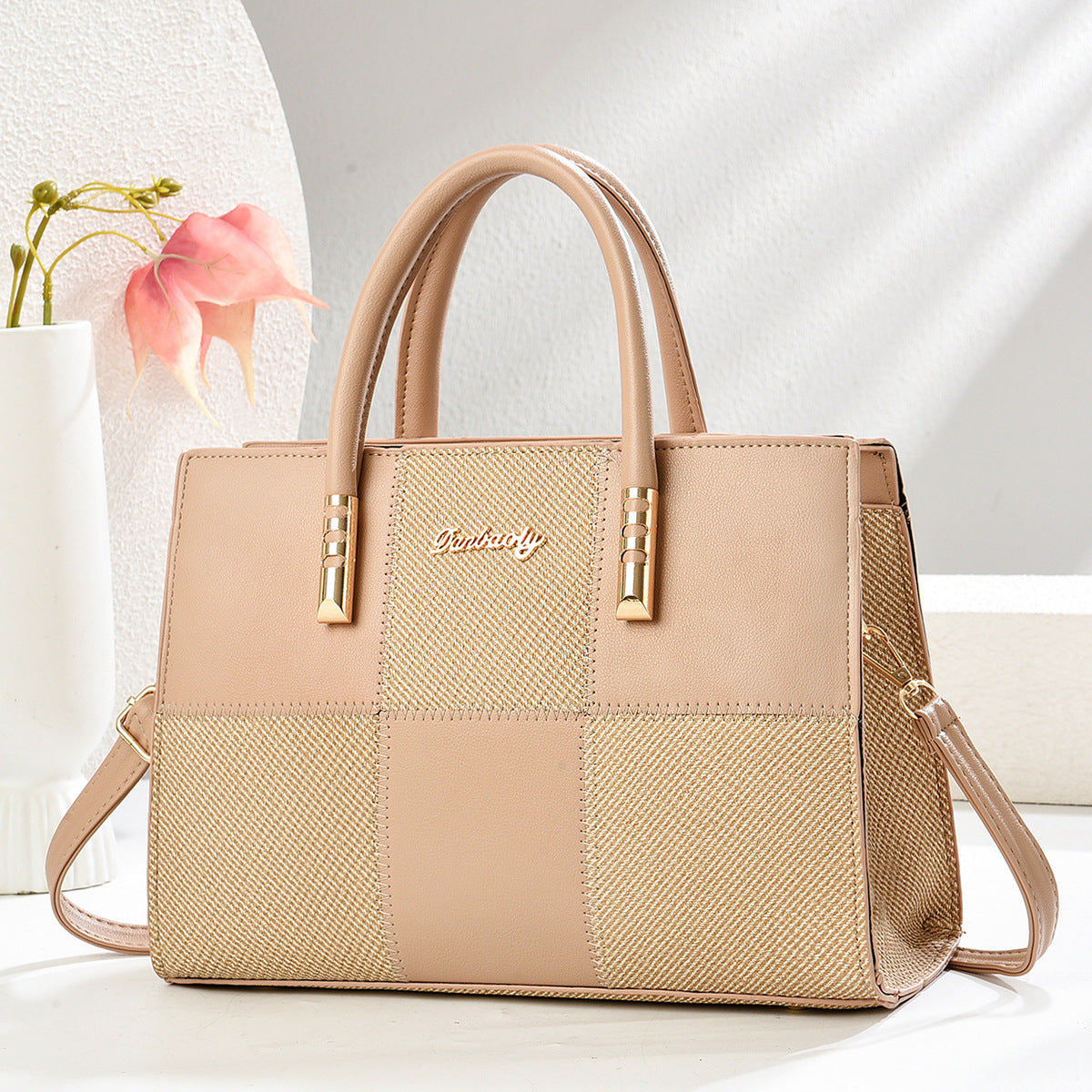 Bolso tote para mujer, nuevo, elegante, de gran capacidad, con diseño atrevido de retazos de bloques de color