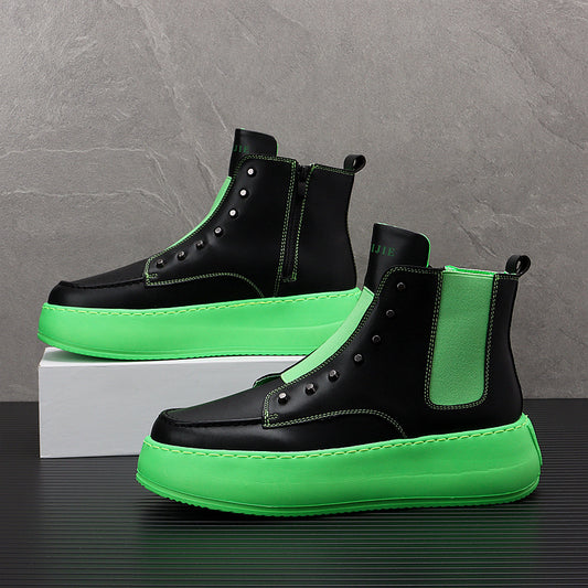 Zapatillas Altas Hombre Versión Coreana Tendencia Suela Gruesa Casual