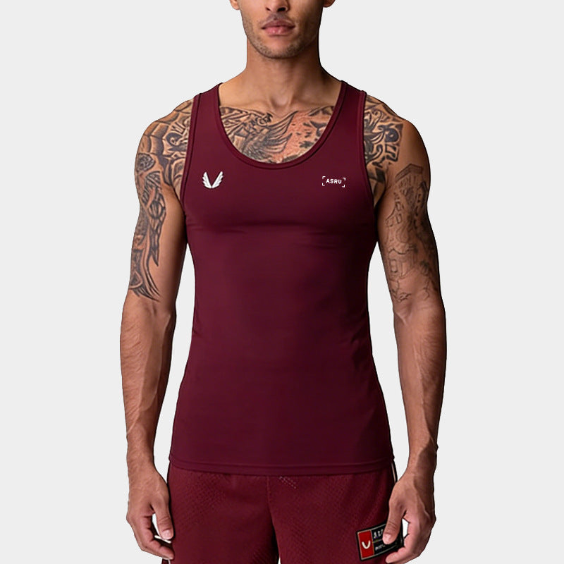 Camiseta sin mangas deportiva de secado rápido y alta elasticidad para hombre, de seda de leche, estilo americano de verano