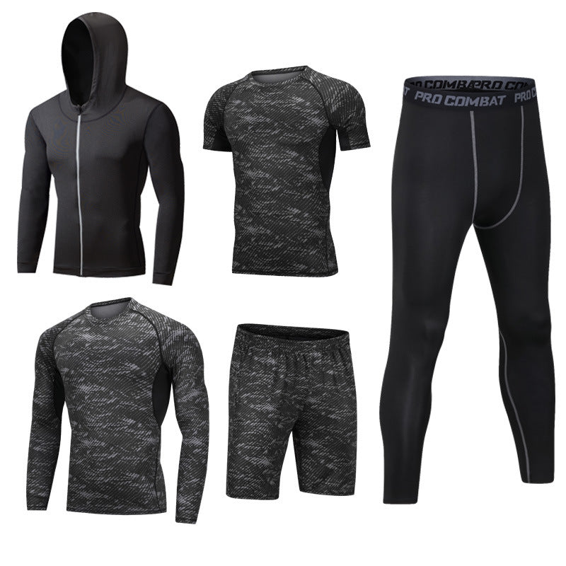Traje de secado rápido de 5 piezas para gimnasio y deportes de ocio