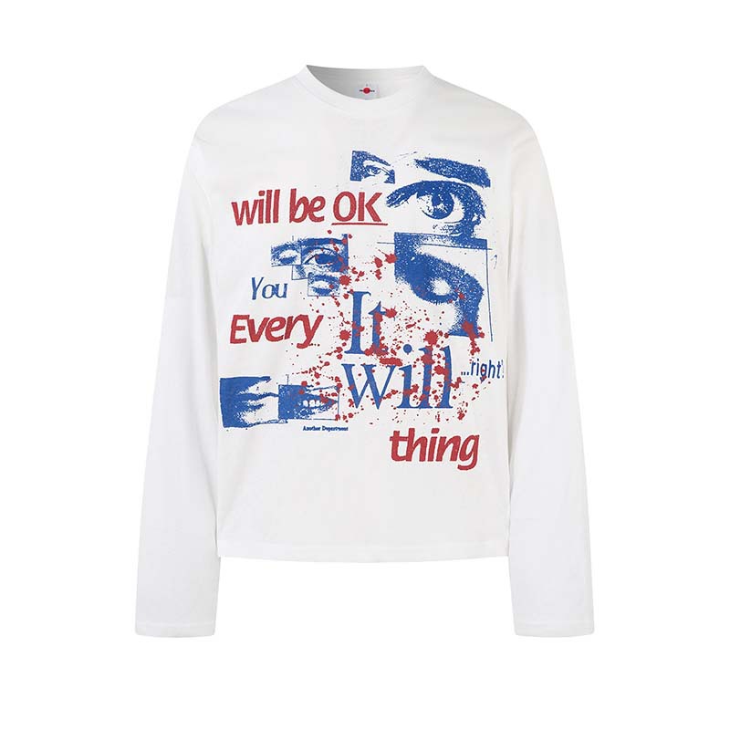 New Autumn American-Style Top With Eyeball And Letter Print