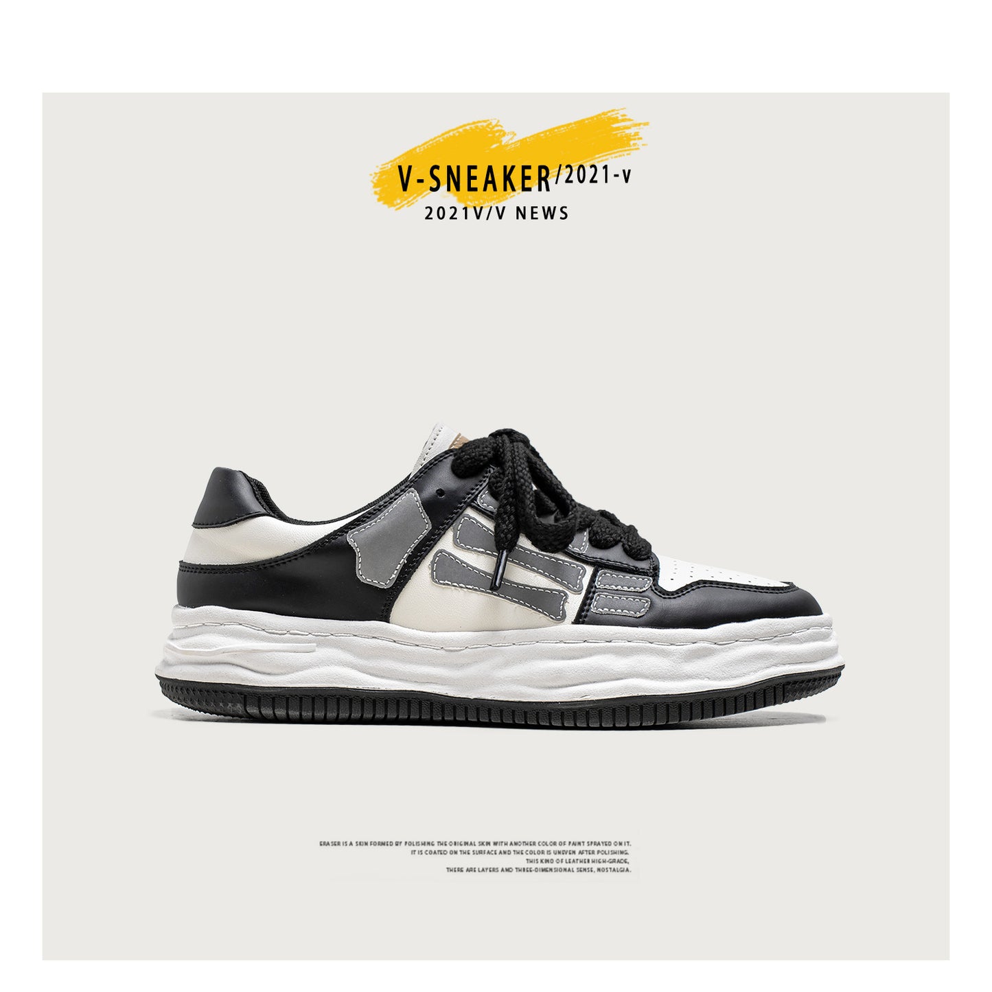 Zapatillas Retro con Plataforma y Hueso Reflectante para Hombre