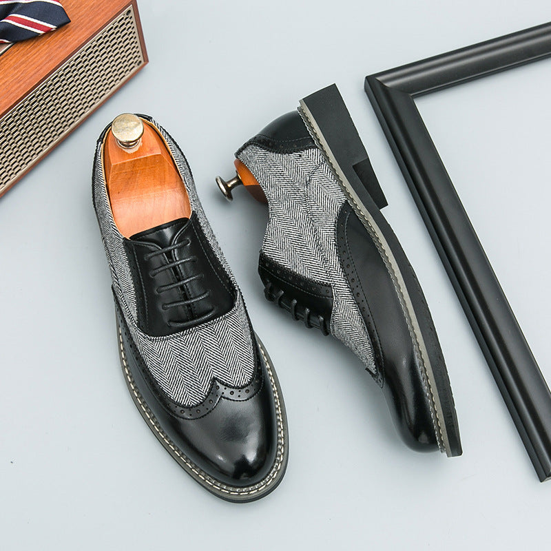 Zapatos de cuero Brogue de moda para hombre, estilo coreano, informales, formales