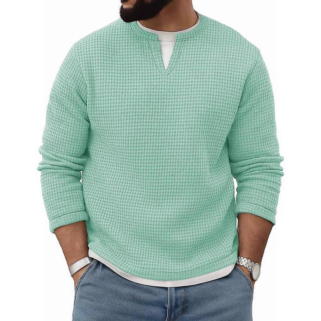 Conjunto de dos piezas de manga larga con cuello redondo para hombre, otoño-invierno