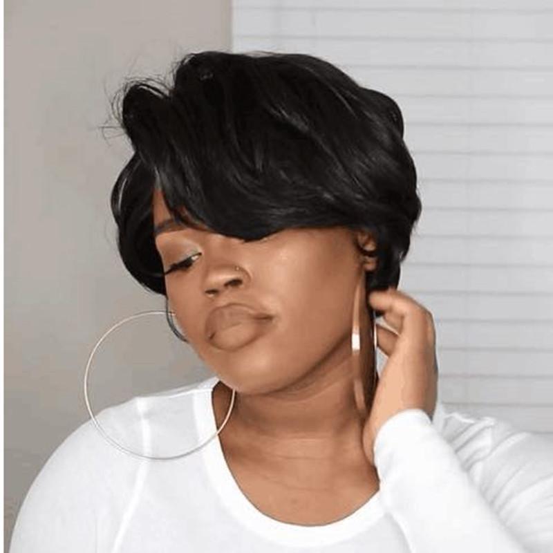 Peluca Bob Corta Pelucas Frontales de Encaje para Mujeres Negras Cabello Humano