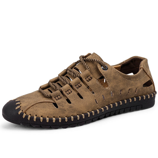 Zapatos de cuero cómodos con suela blanda para exteriores