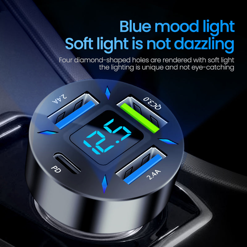 Enchufe de transferencia universal rápida Cargador de coche multifunción USB de 4 puertos