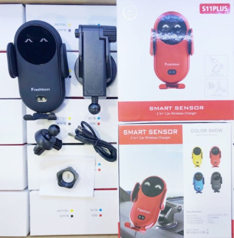Soporte de teléfono para coche con cargador inalámbrico e inducción infrarroja