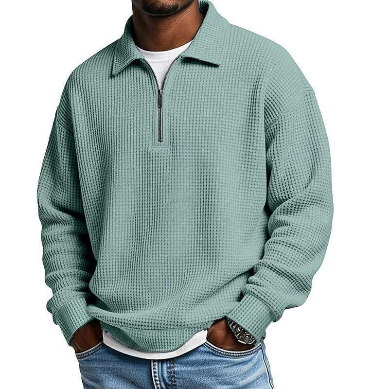 Polo de hombre con cuello y media cremallera