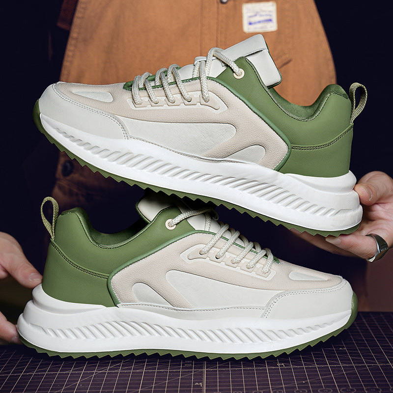 Zapatillas deportivas casual de cuero con suela blanda ligera y plataforma para hombre