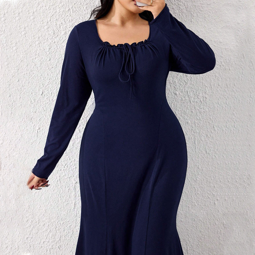 Vestido elegante y sencillo de otoño e invierno con diseño dulce y temperamento de nicho