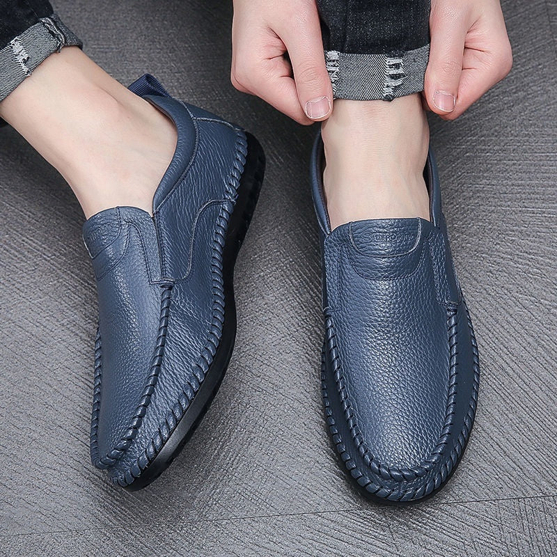 Zapatos de cuero casuales sin cordones para hombre