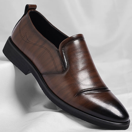 Zapatos de cuero slip-on vintage de negocios talla grande para hombre