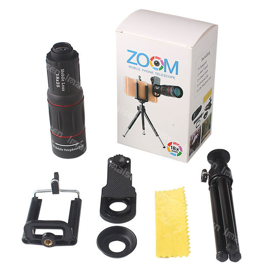 Compatible 18X Telescope Zoom Mobile  Lens ForSamsung Smartphones Universal Clip Telefon Camera Lens With Tripod