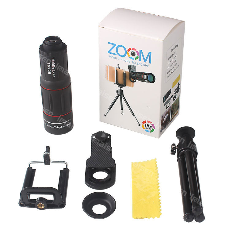 Compatible 18X Telescope Zoom Mobile  Lens ForSamsung Smartphones Universal Clip Telefon Camera Lens With Tripod