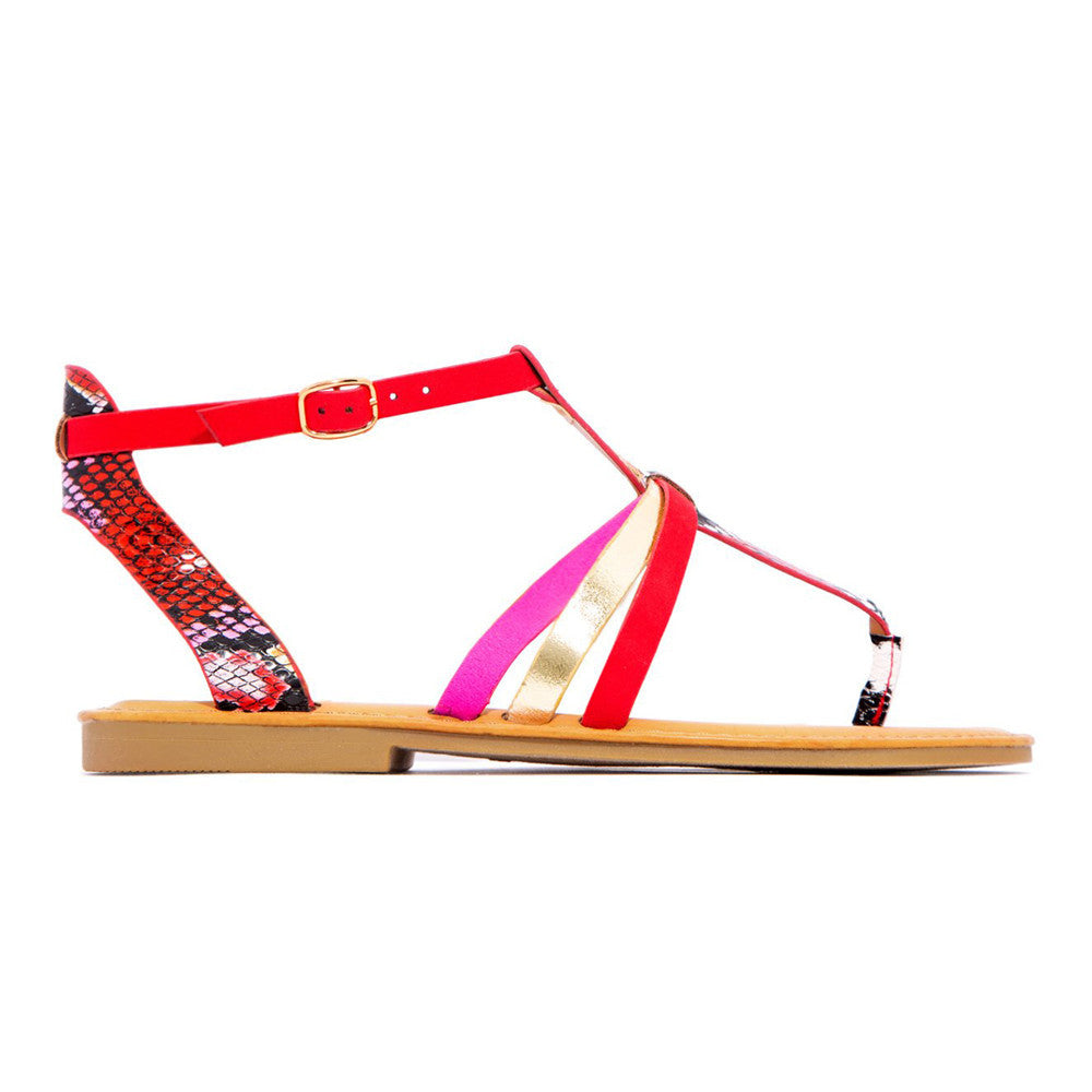 Leopard stitching binding sandals