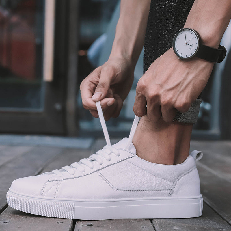 Small White Shoes Men's Leather Oversized Sneakers
