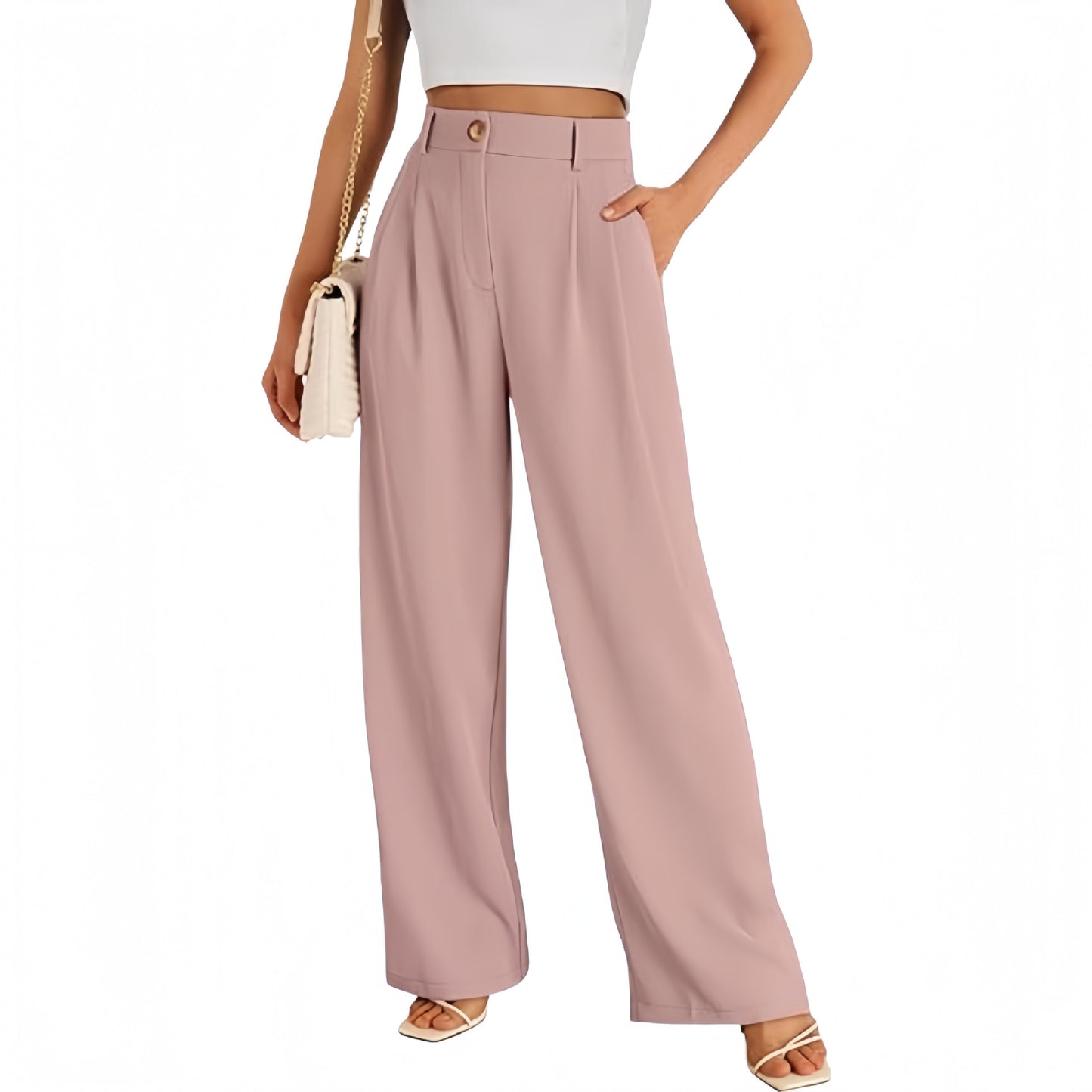 New European And American Style Pocket Dress Pants Wide-leg Formal Trousers