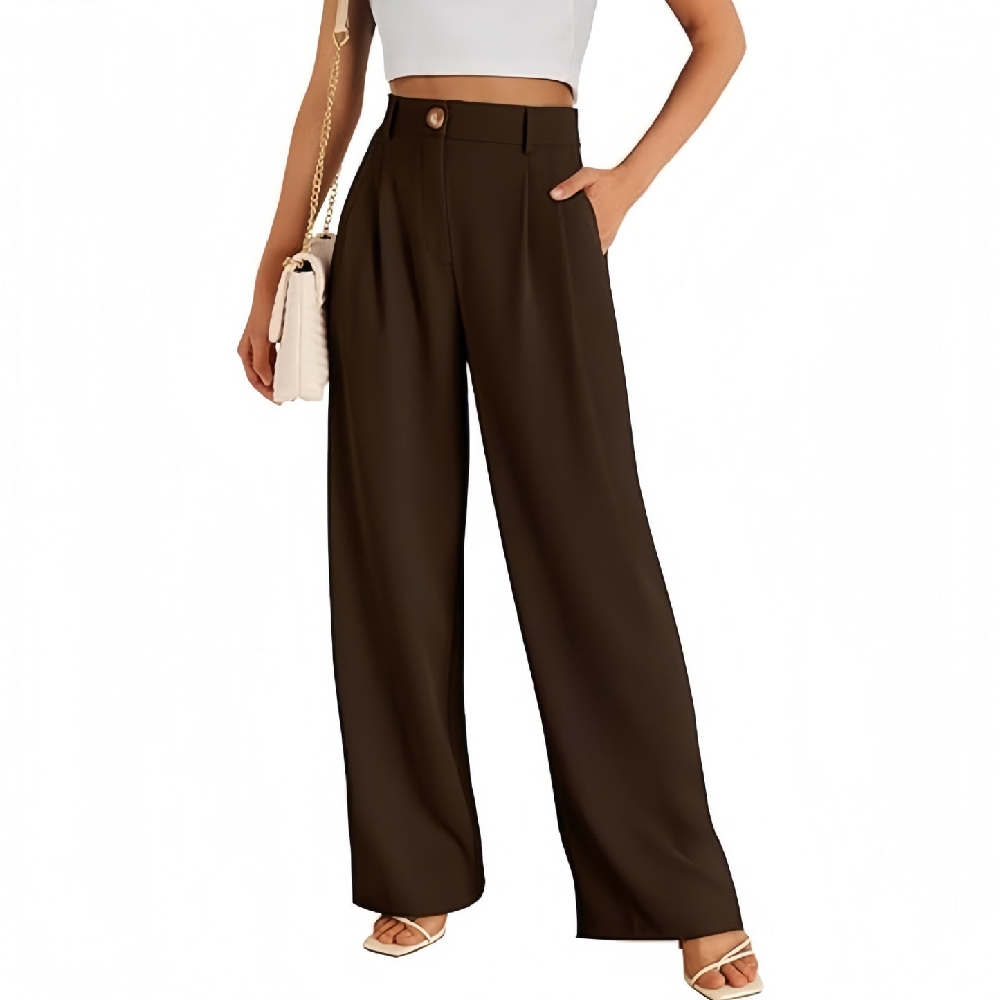 New European And American Style Pocket Dress Pants Wide-leg Formal Trousers