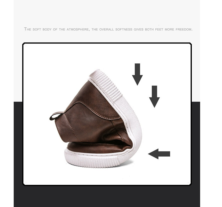 Zapatillas altas coreanas de cuero casual