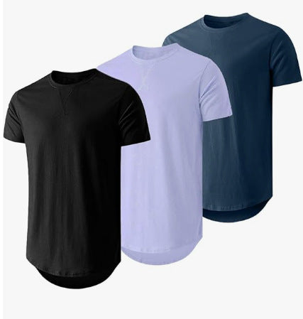 Top Faux Cotton Long Sleeve Crew Neck Short Sleeve Summer T-shirt