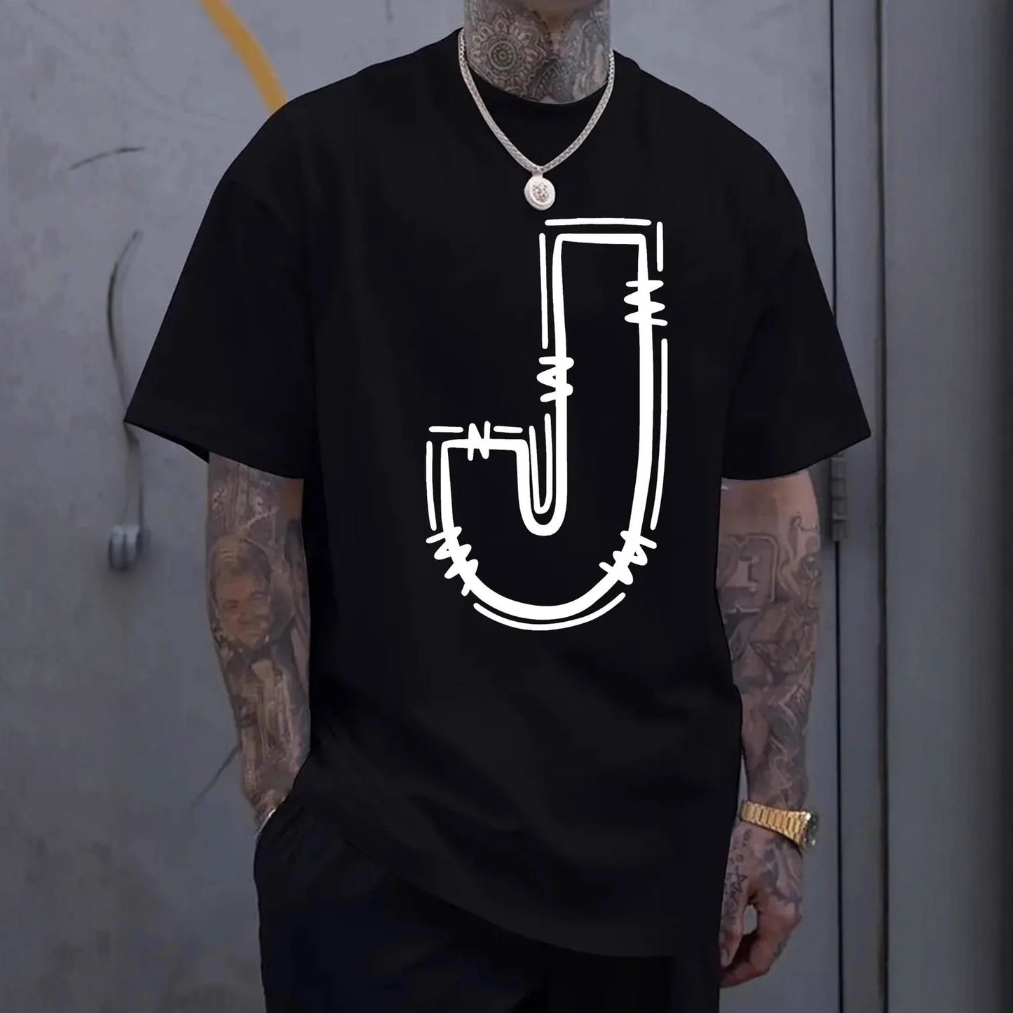 Mens Printed Crew-Neck Short-Sleeve T-Shirt