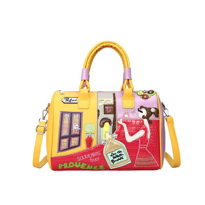 Bolso Boston Premium de Alta Capacidad con Diseño de Parches Bordados