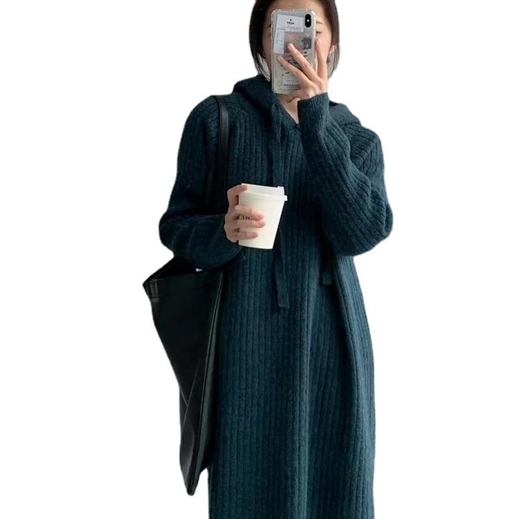Loose Slimming Lazy Pullover Base Woolen Skirt