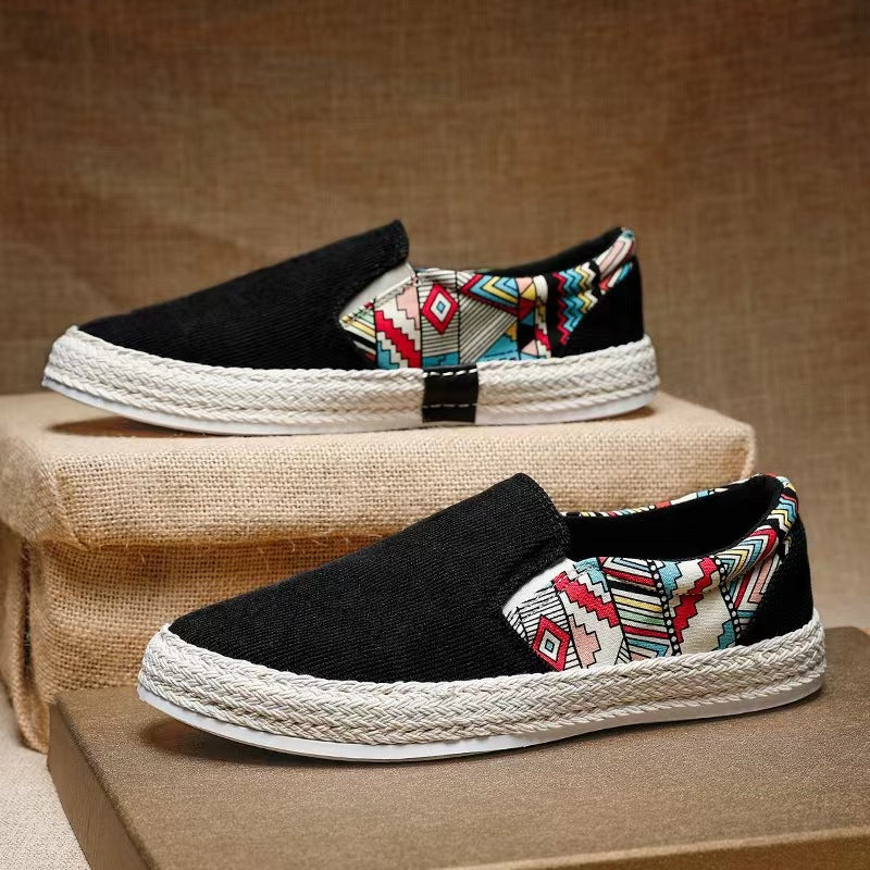 Zapatos casuales de lona fina y transpirable de verano de seda helada con suela blanda antideslizantes y combinables con puntera ancha