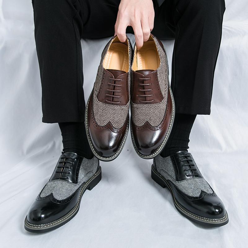 Zapatos de cuero Brogue de moda para hombre, estilo coreano, informales, formales