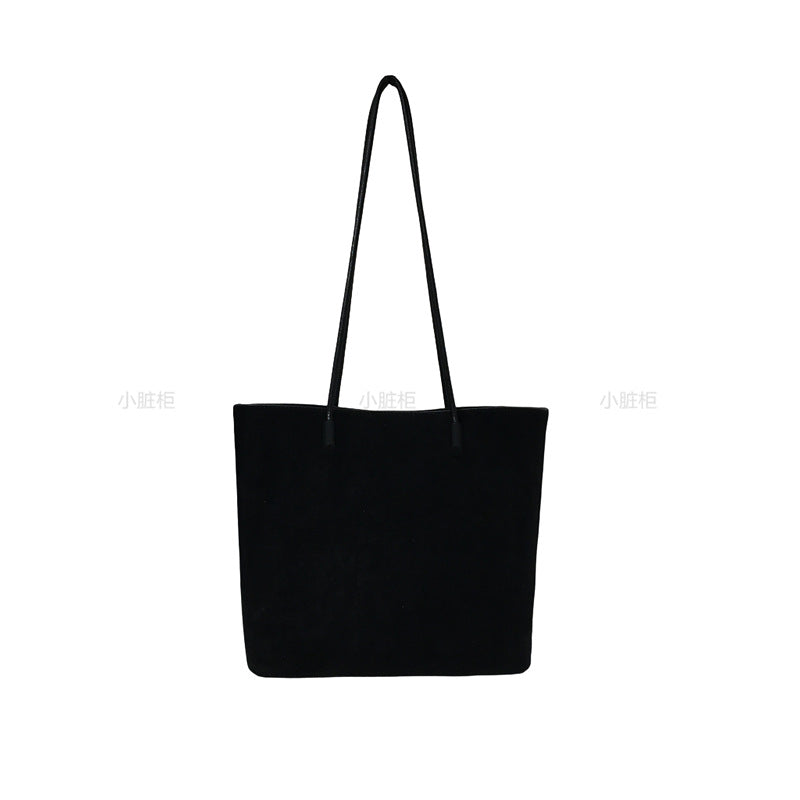 Bolso tote de hombro sencillo de tela de imitación de gamuza retro
