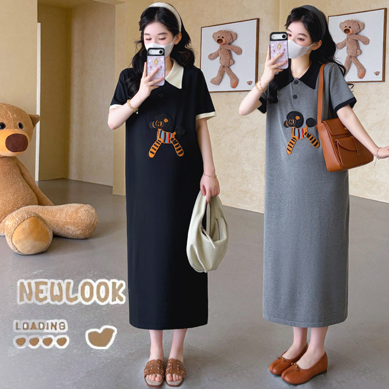 Vestido de maternidad estilo suave suelto con diseño de dibujos animados