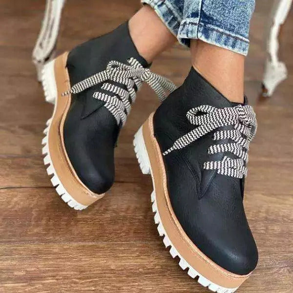 Botas Martin de viscosa de caña baja, con puntera redonda y tacón plano, para mujer, de color marrón