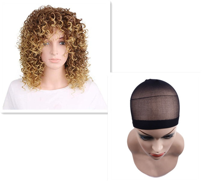 Peluca rizada corta de cabello sintético a la moda